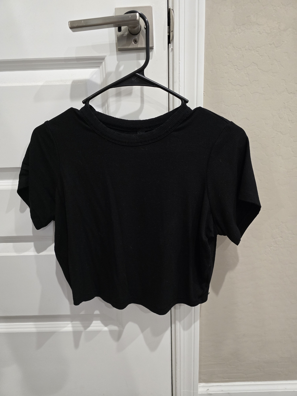 SKIMS Black Ribbed Short-Sleeve Crop Top